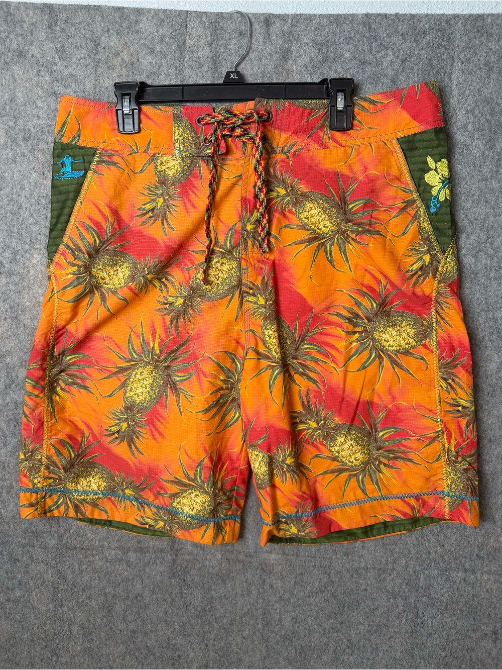Robert Graham Men's  36 Pineapple Print Orange Swim Trunks
